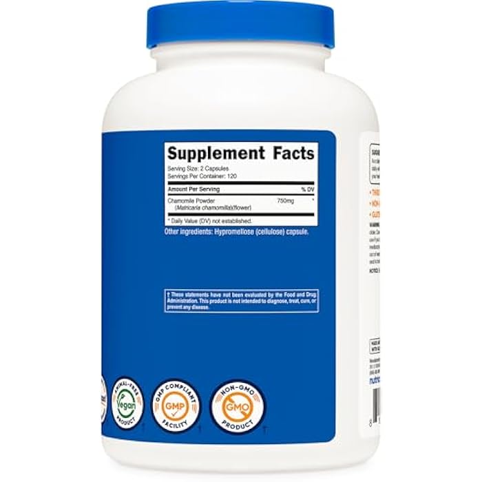 Nutricost Chamomile 750mg, 240 Vegetarian Capsules, 120 Servings - Non-GMO, Gluten Free - Image 5