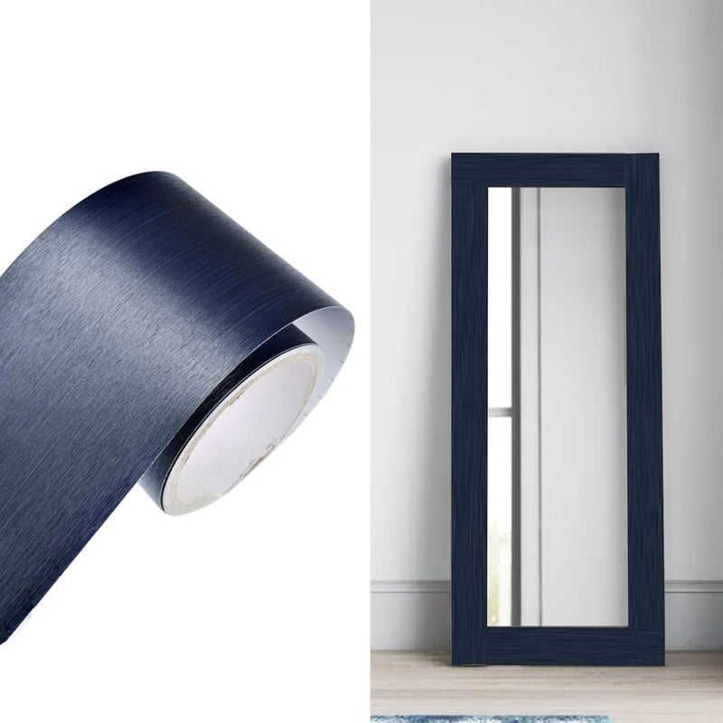 Yija Metallic Color Self Adhesive 3D Peel and Stick Waterproof Wall Border Easy to Apply Kitchen Bathroom Tiles Sticker 4.2x196.8 inch (Blue) - Image 1