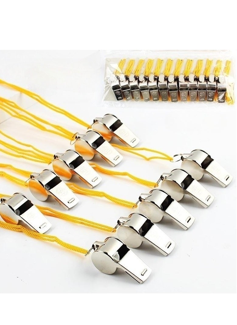 24-Piece Stainless Steel Whistle Pendant Lifeguards Sports Whistle with Lanyard for Loud and Crisp Sound Suitable for Various School Sports Competitions Coaches Referees