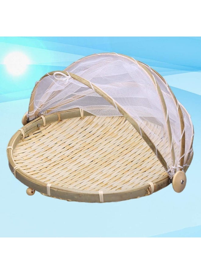Food Serving Tent Basket Bug Proof Bamboo Weaving Basket Rustic Natural Woven Fruit Basket Bread Basket Tent  - Image 5