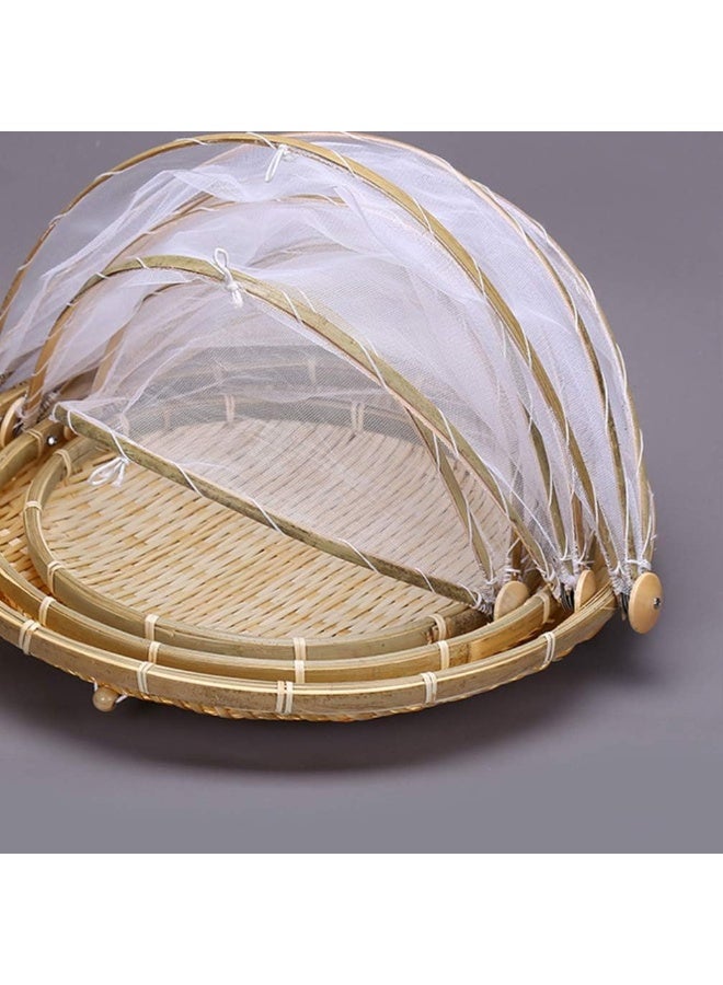 Food Serving Tent Basket Bug Proof Bamboo Weaving Basket Rustic Natural Woven Fruit Basket Bread Basket Tent  - Image 2