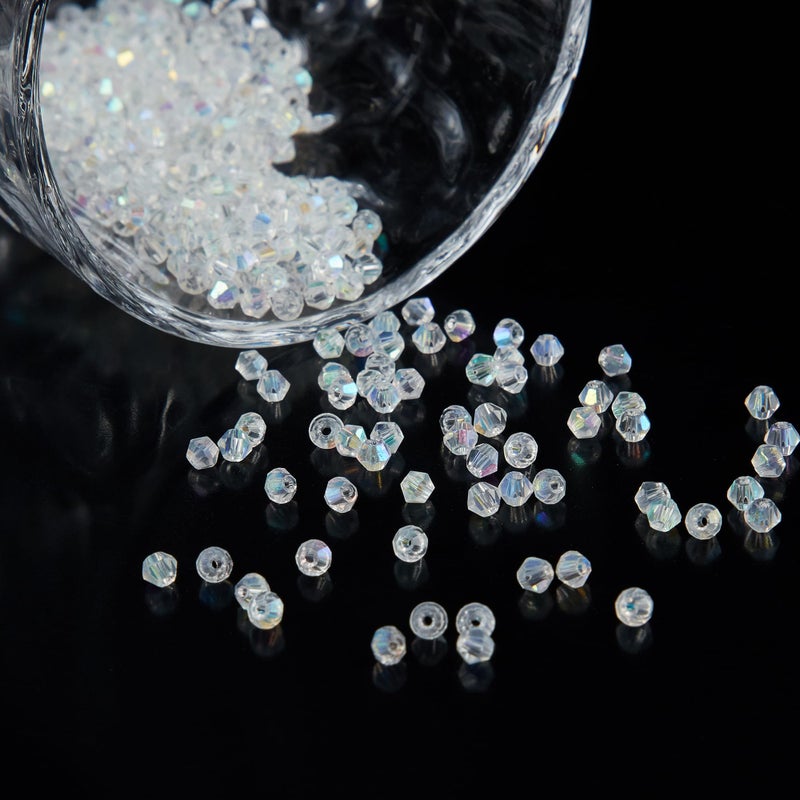 Laopottbeads 1200Pcs 3Mm Bicone Crystal Glass Beads For Jewelry Making  Sparkling Mini Beads For Suncatchers  Diy Bracelets & Craft Projects (Ab White) - Image 4