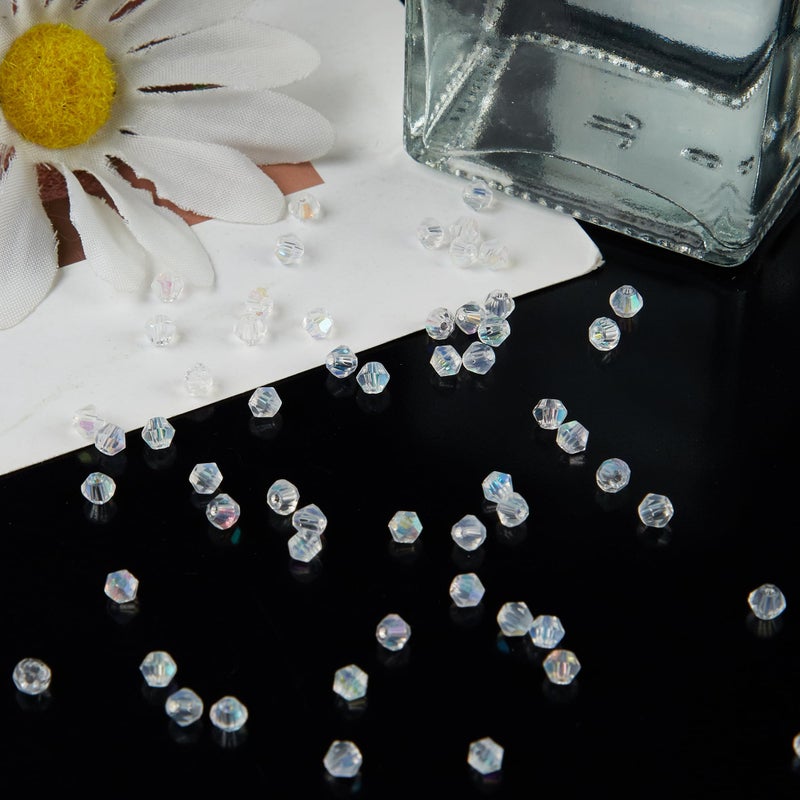 Laopottbeads 1200Pcs 3Mm Bicone Crystal Glass Beads For Jewelry Making  Sparkling Mini Beads For Suncatchers  Diy Bracelets & Craft Projects (Ab White) - Image 2