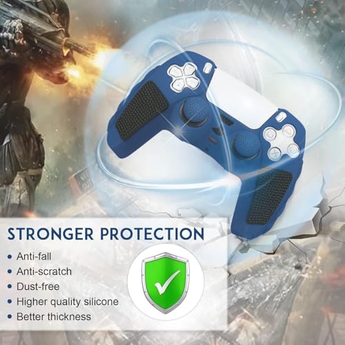 SIKEMAY Anti-Slip PS5 Controller Skin, Soft Thicken Non-Slip Studded Silicone Gel Grip Protective Cover Case for PlayStation 5 Controller Grip, 2 Pack with 8 x Thumb Grip Caps - Image 5