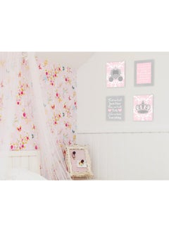 Stupell Industries Stupell Industries The Kids Room by Sweet Messages in Pink and Grey 4-Pc Rectangle Wall Plaque Set  - Image 2