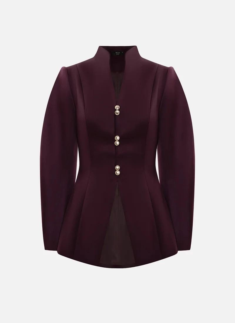 Lichi  Fitted jacket with puff sleeves and gold buttons for Women | Best Price UAE