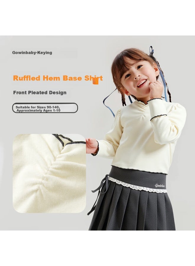 Gowinbaby Girls' Long Sleeve T-shirt  Autumn Winter New Fashionable Lace Hem Top For Girls - Image 3