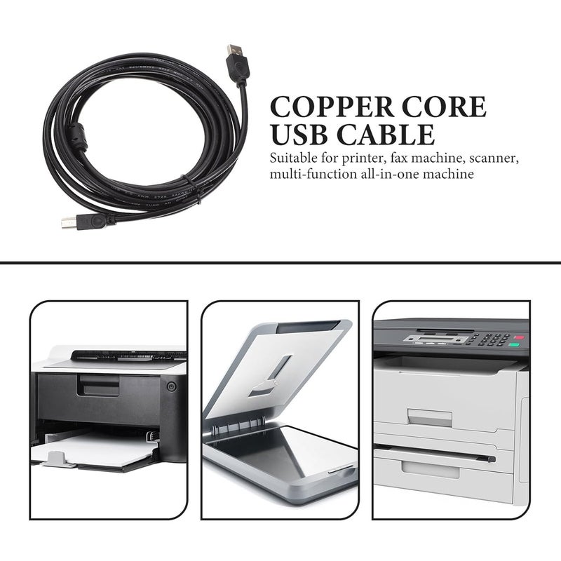 DECHOUS USB Printer Cable 2.0 with Copper Core 5 Meters Black Universal Household and Office Printing Machine USB Cord for Fax and Printer Connection - Image 5