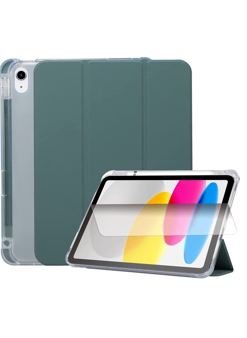 كابتن تيك جراب يناسب جهاز iPad الجديد من الجيل العاشر 10.9 بوصة 2022 جراب iPad رفيع مزود بحامل TPU وغطاء خلفي شفاف وغطاء ذكي مع 【إيقاظ / سكون تلقائي】 【واقي شاشة】 - Image 1