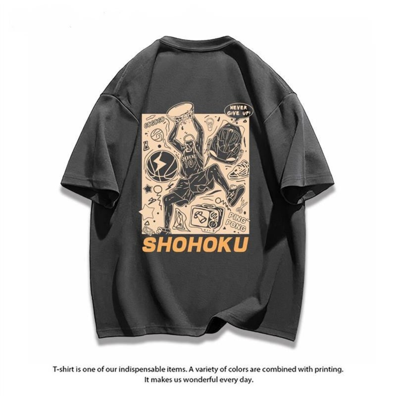 Extra large size 150kg SLAM DUNK pure cotton short-sleeved T-shirt men's fashion brand Internet celebrity same style sports and leisure printed top - Image 2
