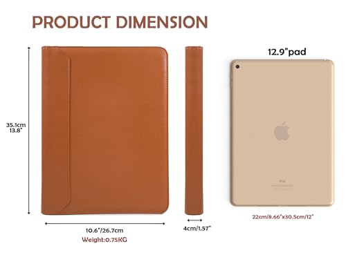 AZXCG Zipper Portfolio Padfolio Binder,3 Ring Padfolio for Women and Men,Business Portfolio Organizer for Women with A4 Writing Pad Holder,Business Portfolio for Meeting,Gift for Father's Day - Image 3