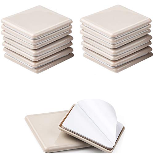 Liyic 16 Pack 2.5inch Self Stick Square Furniture Moving Sliders for Carpet 2-1/2" Self-Adhesive Furniture Slider Furniture Mover Moving Pads Moving Furniture Sliders,Self Adhesive Furniture Movers - Image 1