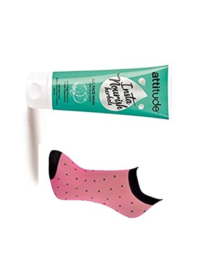 Nutrilite Amway - attitude insta nourish herbals gel face wash for oily skin - 100 ml and thin socks [free size] [Assorted Colors] - Image 2