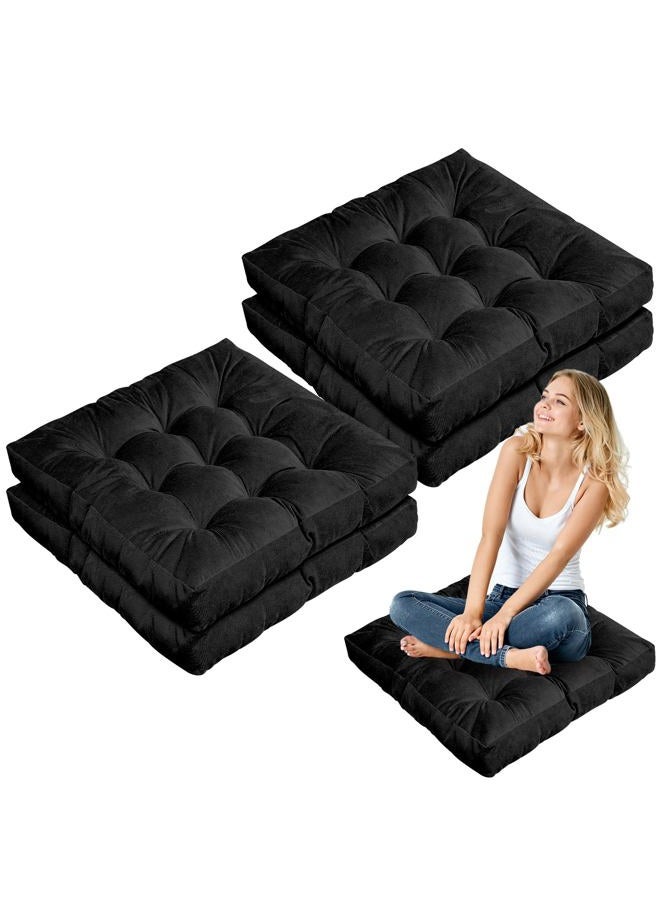 Jerify Floor Pillow Cushions 22 x 22 Inch Round Square Large Meditation Floor Pillow for Classroom Adult Meditation Picnic Party Cushion for Seating Gift Christmas(Square,Black,4 Pcs) - Image 1