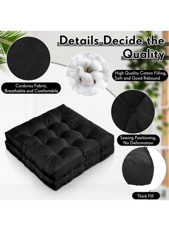 Jerify Floor Pillow Cushions 22 x 22 Inch Round Square Large Meditation Floor Pillow for Classroom Adult Meditation Picnic Party Cushion for Seating Gift Christmas(Square,Black,4 Pcs) - Image 3