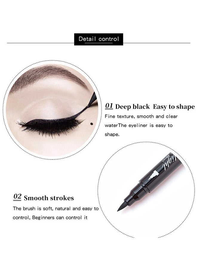 QIC - 2 IN1 DIY - Jewel Light Eyeliner Pencil, Star Stamp Eyeliner Makeup,Double-Side Waterproof Eyeliner Pen,Long-lasting Smudge-proof Tattoo Tools (Blcak Star) - Image 1