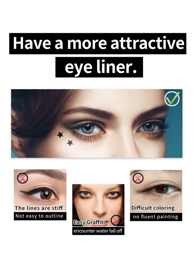 QIC - 2 IN1 DIY - Jewel Light Eyeliner Pencil, Star Stamp Eyeliner Makeup,Double-Side Waterproof Eyeliner Pen,Long-lasting Smudge-proof Tattoo Tools (Blcak Star) - Image 1
