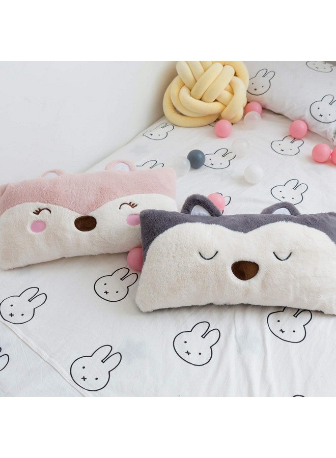Snugtown وسادة قطنية محشوة على شكل حيوان، وسادة رمي ناعمة جداً للأطفال، وسادة على شكل ثعلب لطيف، 12 × 24 بوصة، وردي، عاجي - Image 5