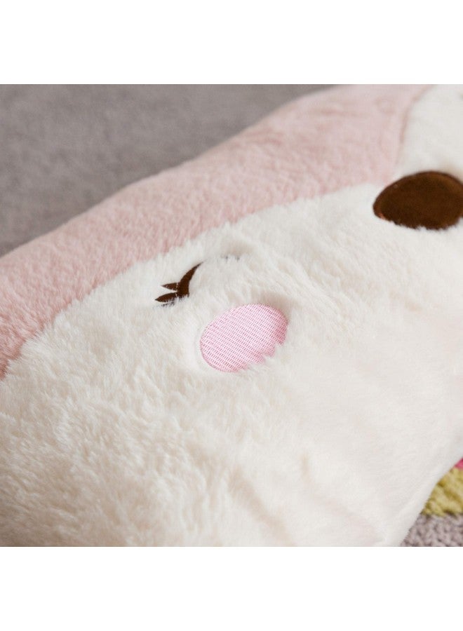 Snugtown وسادة قطنية محشوة على شكل حيوان، وسادة رمي ناعمة جداً للأطفال، وسادة على شكل ثعلب لطيف، 12 × 24 بوصة، وردي، عاجي - Image 3