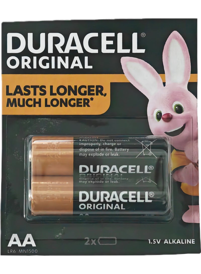 Duracell 2-Pieces Duracell Original AA Alkaline Batteries – 1.5V Long-Lasting LR6 MN1500 Batteries for Remotes, Toys, Clocks & Electronics - Image 1