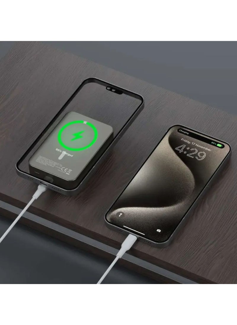 Powerology - 20000mAh Power Bank, Compatible with MagSafe, PD 20W Fast Charge, 15W Wireless Output, Simultaneous Charging, Compact Design & Portable_Titanium - Image 1