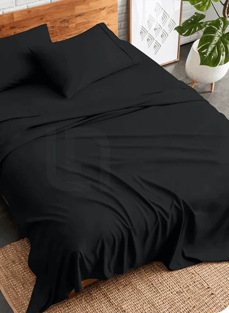 تى ام هوم طقم ملاية 3 قطع أسود من TM Home – قطن طبيعي 100%، 400 غرزة، جودة فندقية 5 نجوم  - Image 2