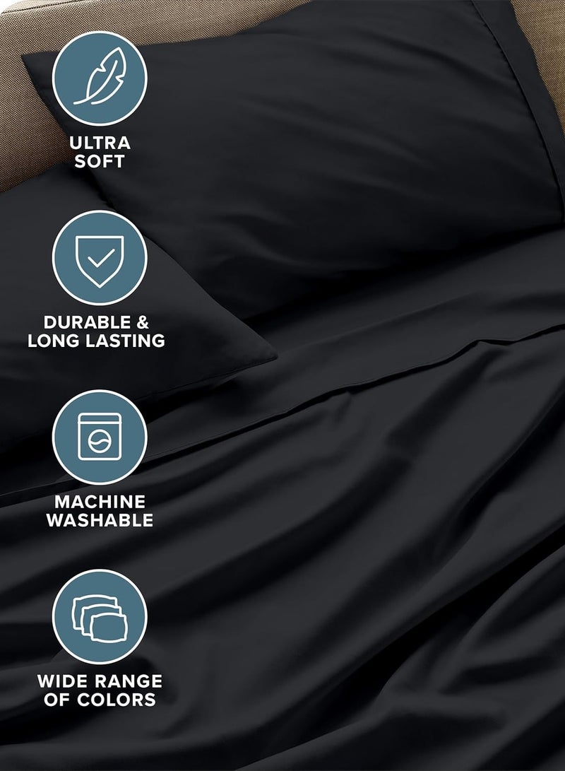 تى ام هوم طقم ملاية 3 قطع أسود من TM Home – قطن طبيعي 100%، 400 غرزة، جودة فندقية 5 نجوم  - Image 3
