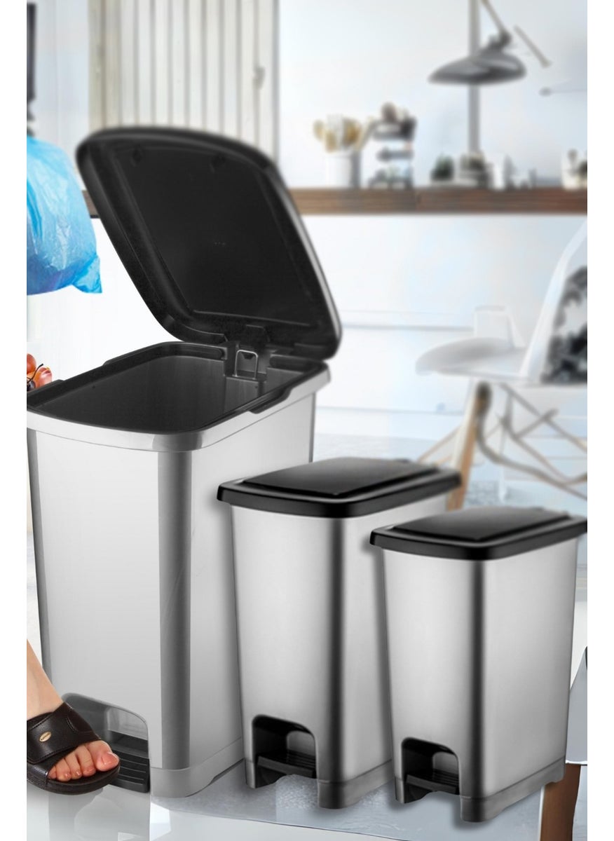 Nandy Home Eco Slim Pedal Trash Can Set of 3 / 10-15-25 Lt 