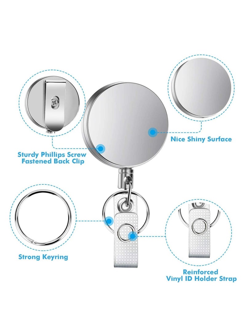 NIIMBOT 4 Pieces Retractable Badge Holder, Heavy Duty Badge Reels ID Holder with Keychain Ring Clip for ID Card Carabiner Key Card Work Badge  - Image 4