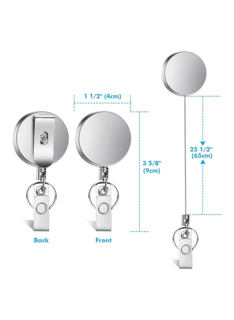 NIIMBOT 4 Pieces Retractable Badge Holder, Heavy Duty Badge Reels ID Holder with Keychain Ring Clip for ID Card Carabiner Key Card Work Badge  - Image 2