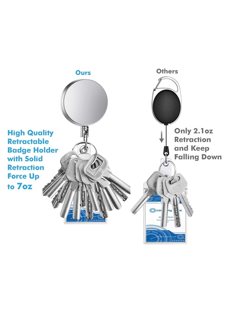 NIIMBOT 4 Pieces Retractable Badge Holder, Heavy Duty Badge Reels ID Holder with Keychain Ring Clip for ID Card Carabiner Key Card Work Badge  - Image 5