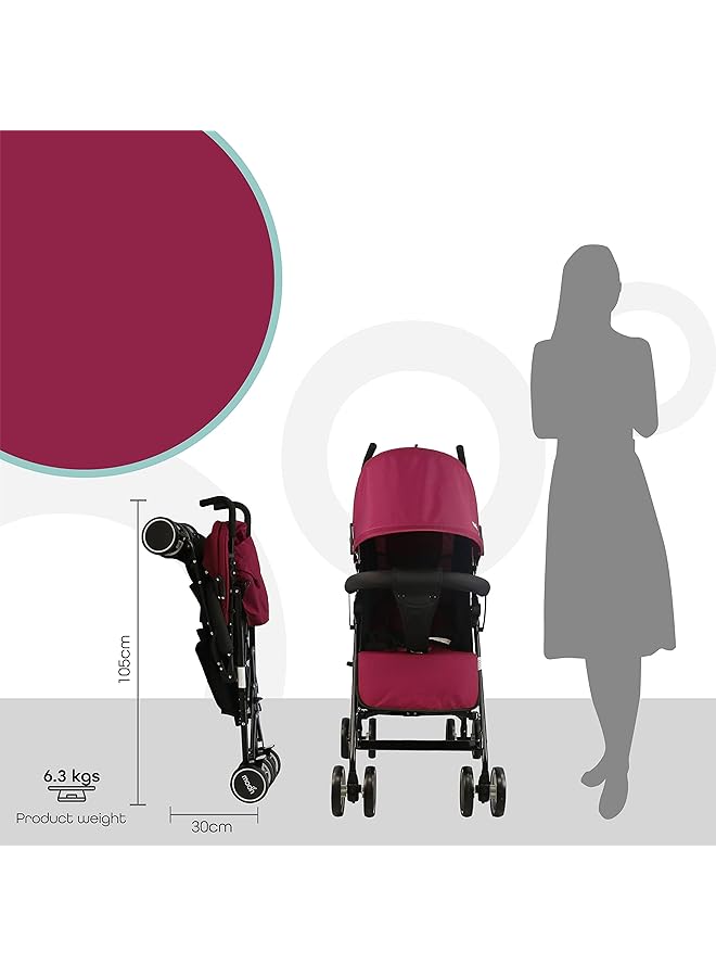 The Moon brand Neo Plus Light Weight Travel Stroller/Pushchair For Baby/Kids/Toddler From 0 Months+(Upto 18 Kg) Umbrella Fold Multi Position Reclining Seat Storage Basket Dark Red - Image 5