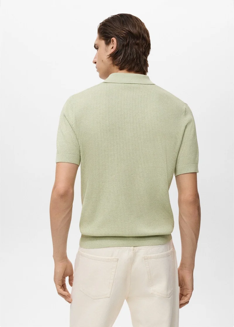 Mango Man Ribbed knit polo shirt