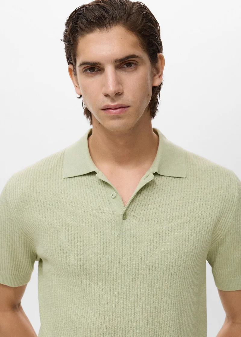 Mango Man  Ribbed knit polo shirt for Men | Best Price UAE