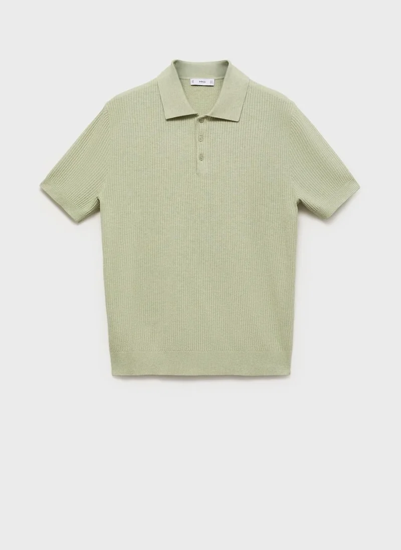 Mango Man  Ribbed knit polo shirt for Men | Best Price UAE