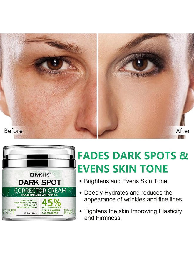 45% Dark Spot Corrector Cream, Dark Spot Remover For Face, Dark Spot Corrector Cream For Age Spot, Blemish Spot, Melasma, Freckle, Sun Spots Remover And Blemish Reducer For Women Or Men, 50ML