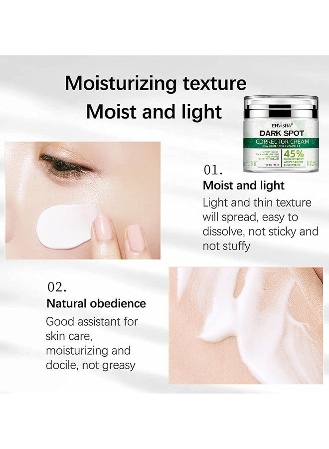 45% Dark Spot Corrector Cream, Dark Spot Remover For Face, Dark Spot Corrector Cream For Age Spot, Blemish Spot, Melasma, Freckle, Sun Spots Remover And Blemish Reducer For Women Or Men, 50ML