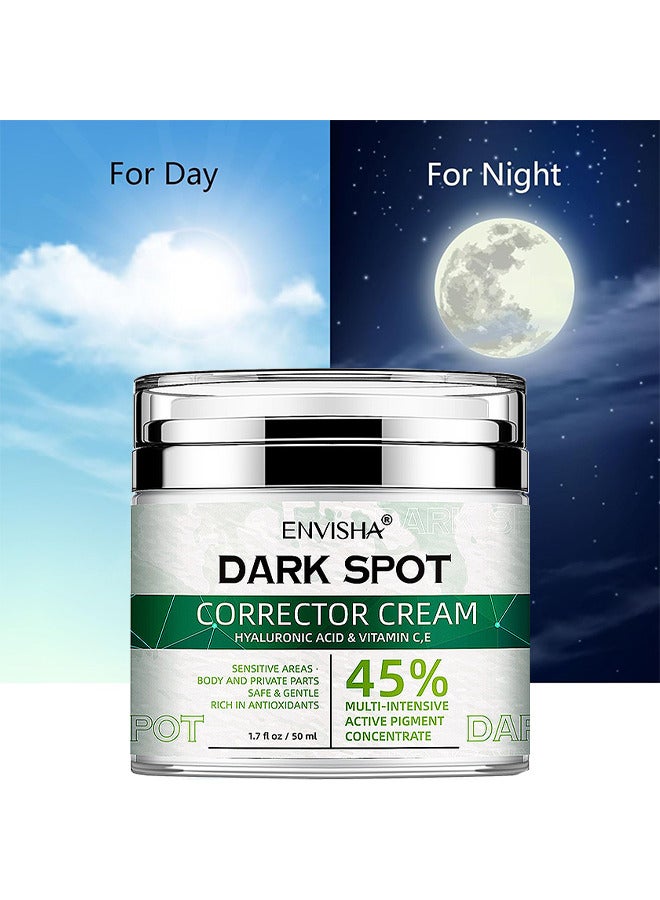 45% Dark Spot Corrector Cream, Dark Spot Remover For Face, Dark Spot Corrector Cream For Age Spot, Blemish Spot, Melasma, Freckle, Sun Spots Remover And Blemish Reducer For Women Or Men, 50ML