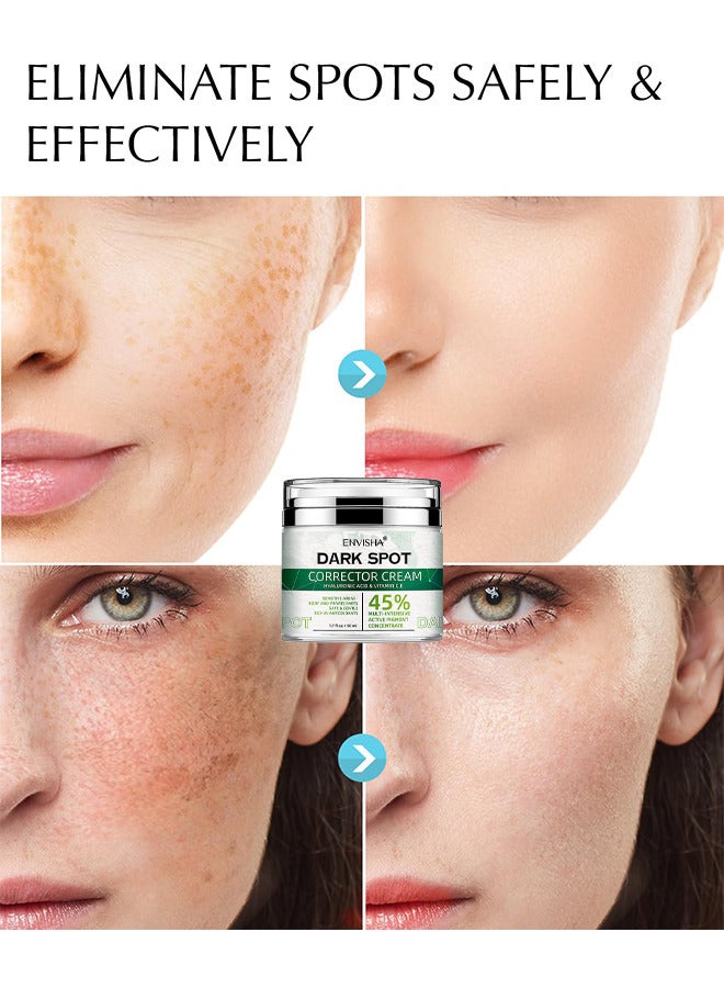 45% Dark Spot Corrector Cream, Dark Spot Remover For Face, Dark Spot Corrector Cream For Age Spot, Blemish Spot, Melasma, Freckle, Sun Spots Remover And Blemish Reducer For Women Or Men, 50ML