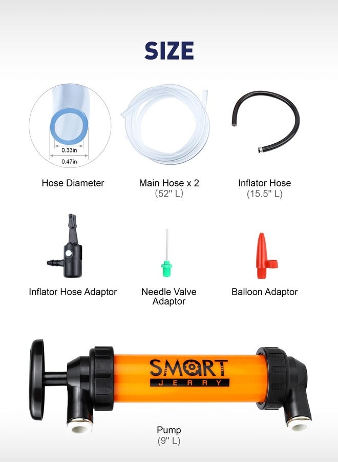 SMART JERRY - Universal Fluid Transfer Pump Kit, Manual Gasoline Siphon Pump, Compatible with Car, Tractor, Snowmobile, Hand-Fuel Pumping Equipment - Image 2