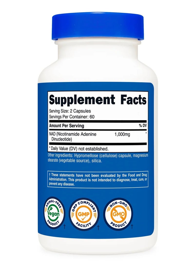 Nutricost NAD Plus + 1000 mg - 120 Capsules - 60 Servings - Image 2