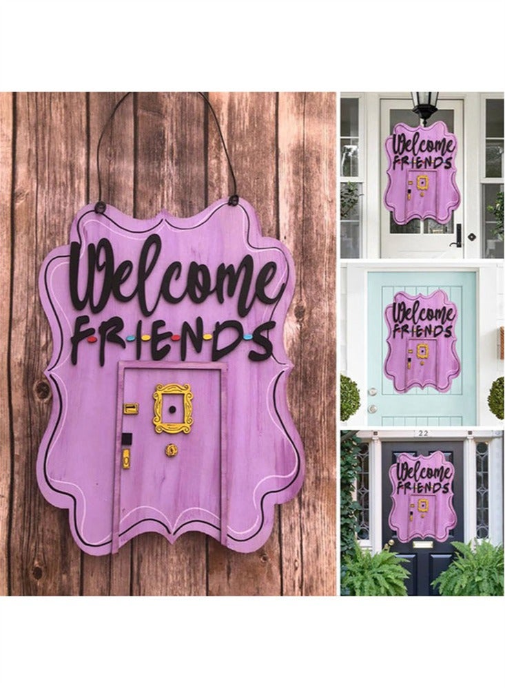 بيوينتي Friends Welcome Sign for Front Door,Friends TV Show Merchandise,Friends Decor,Friends TV Show Gifts,Friends Theme Wooden Sign Front Porch Decor - Image 2
