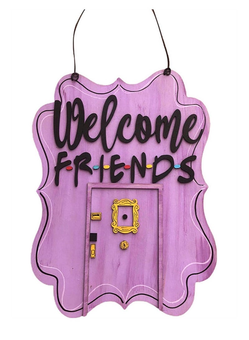 بيوينتي Friends Welcome Sign for Front Door,Friends TV Show Merchandise,Friends Decor,Friends TV Show Gifts,Friends Theme Wooden Sign Front Porch Decor - Image 1