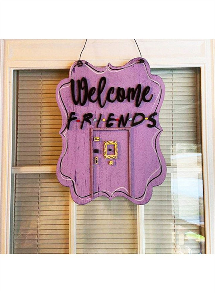 بيوينتي Friends Welcome Sign for Front Door,Friends TV Show Merchandise,Friends Decor,Friends TV Show Gifts,Friends Theme Wooden Sign Front Porch Decor - Image 3
