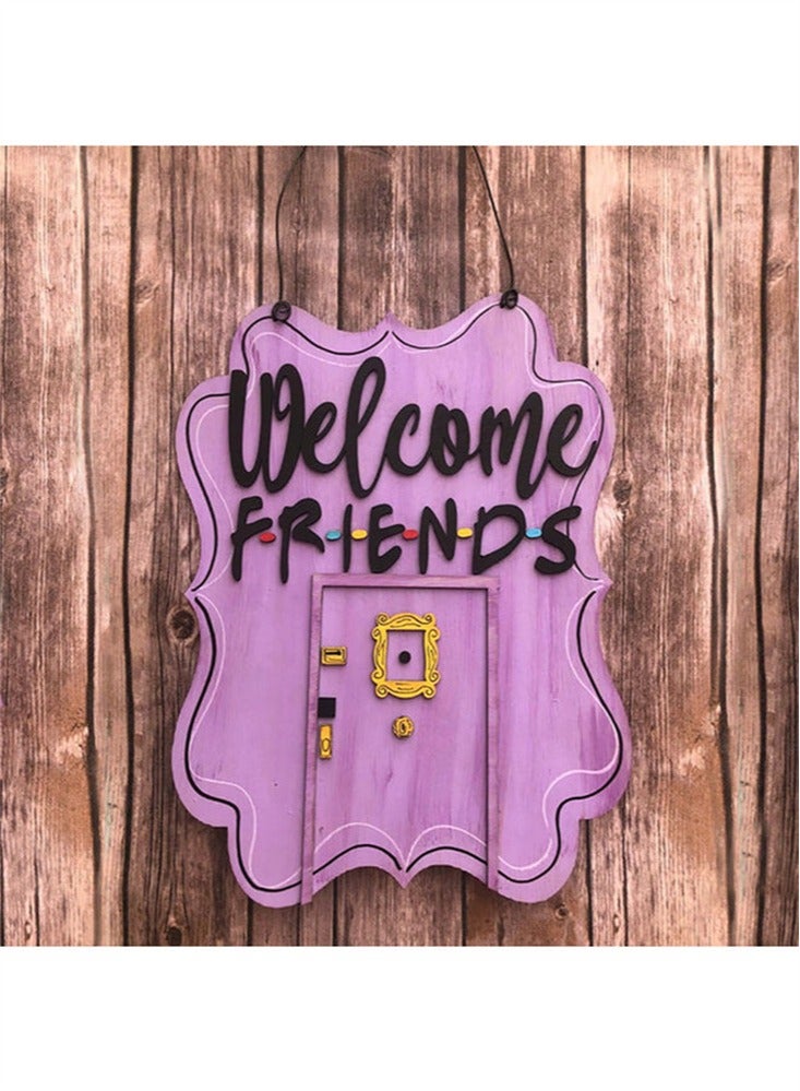 بيوينتي Friends Welcome Sign for Front Door,Friends TV Show Merchandise,Friends Decor,Friends TV Show Gifts,Friends Theme Wooden Sign Front Porch Decor - Image 4