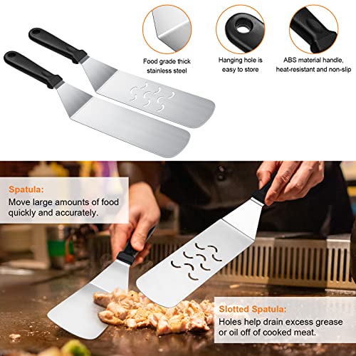 AULTONG 6-Piece Flat Top Griddle Accessories Kit for Blackstone and Camp Chef – Stainless Steel Tools with Carry Bag, Cleaning Brush, and Leak-Free Bottles​(6pcs) - Image 3