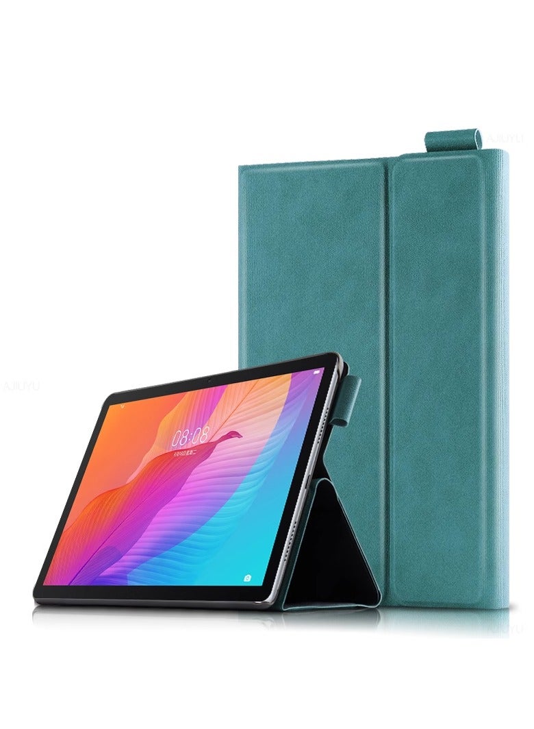 عام غطاء لوحة مفاتيح بلوتوث متوافق مع جهاز Huawei MatePad T10s بشاشة قياس 10.1 بوصة (إصدار 2020، نماذج AGS3-W09/AGS3-L09). هذا الغطاء مصنوع من الجلد ويأتي مع لصقات عربية، ويوفر حماية متكاملة أثناء عدم الاستخدام ويمكن استخدامه كstand لدعم الجهاز أثناء الكتابة أو المشاهدة. - Image 2