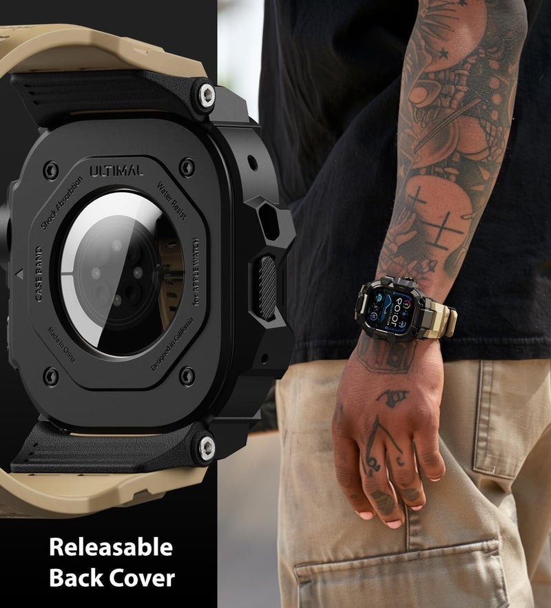ULTIMAL Rugged Case with Band for Apple Watch 49mm,Compatible with Apple Watch Ultra 3/2/1, Military Grade Shockproof Bumper Cover for iWatch Tactical Band Men (49mm,Desert Yellow) - Image 4
