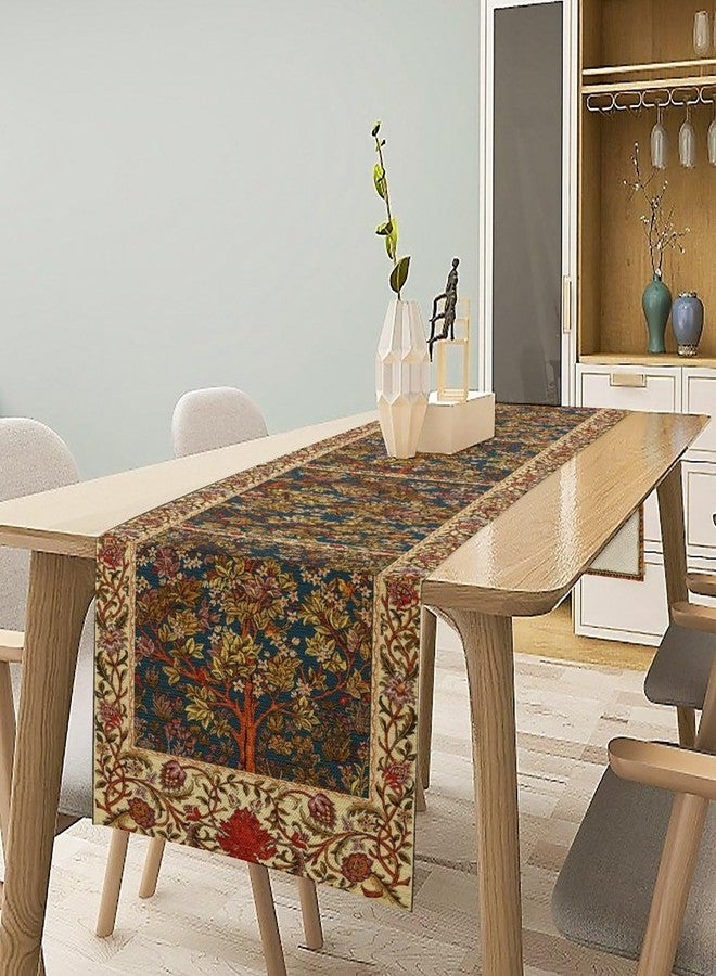 JESTRONRY مفرش طاولة مزين بنقوش زهور من تصميم ويليام موريس، تصميم أصلي عتيق بنقوش نباتية خضراء، مناسب لتزيين طاولة الطعام في المنزل أو المطبخ، مقاس 13 × 60 بوصة. - Image 2