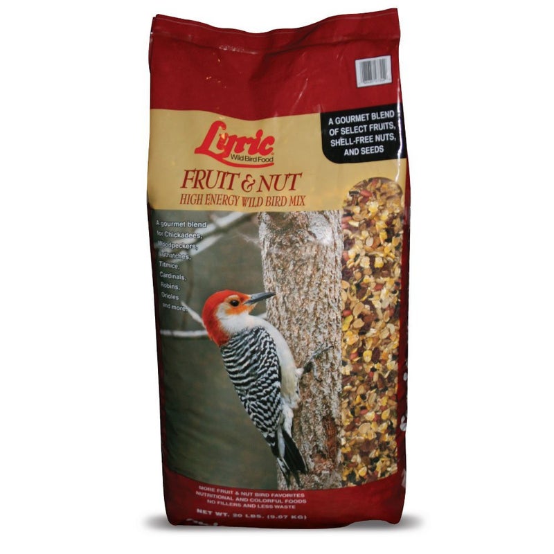 Lyric Fruit and Nut Wild Bird Seed High Energy Wild Bird Food Mix Attracts Woodpeckers Chickadees Other Songbirds 20 lb Bag - Image 2